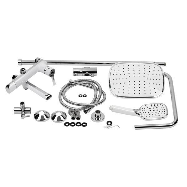 Душова система Qtap Grand Chrome/White QTGRAWCR1004 з тропічним душем|ручною лійкою та виливом на 3 споживачі Хром/Білий (SD00039614) SD00039614 фото
